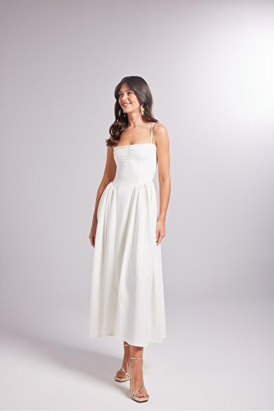 HOLLY LOLLY Bílé šaty s dlouhým ramínkem - můstkové