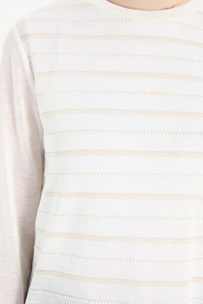 Tuğba Sim İpli İnce Triko Tunik - Ekru