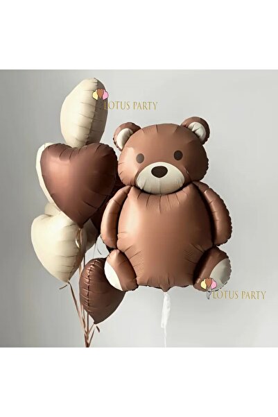 LOTUS PARTY بالون ريترو لطيف على شكل دب من رقائق معدنية وبالون من رقائق معدني...