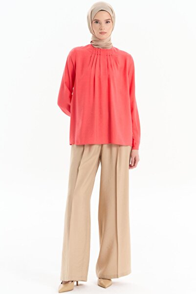 Tuğba Bel Lastikli Bol Paça Pantolon - Bej