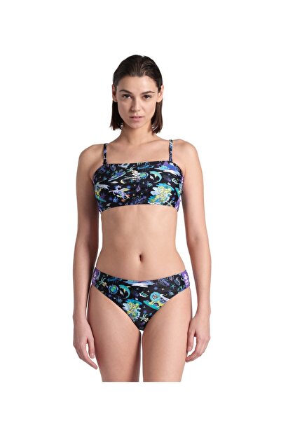 ARENA WOMEN'S ARENA FUNPLANET BIKINI BANDEAU BLACK MULTI