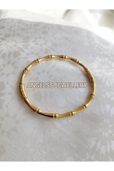 ANGELSS JEWELLERY Bamboo Bone Gold Handcuff Bracelet (Bamboo Cylinder Handcuff Bracelet)