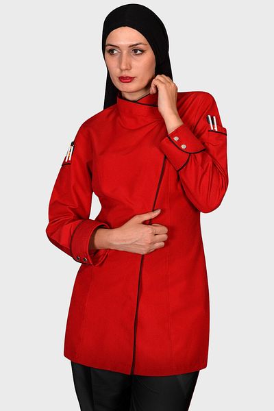 Üniformanya Hijab Cook Jacket Women's Red Chef Jacket Alpaca Women's Cook Clothing Cook Jersey Uniform