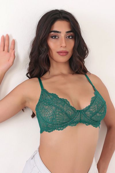 Brandpanty Зелен сутиен с банели и флорални мотиви - телесен, с памучна подплата 5599080-Taylor