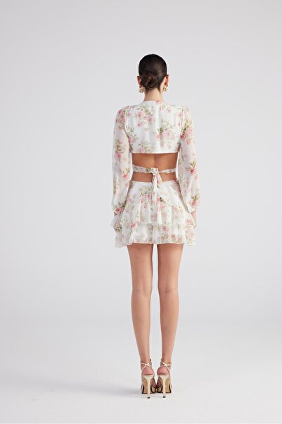 HOLLY LOLLY Μίνι φόρεμα Amalfi εκρού με floral σχέδιο