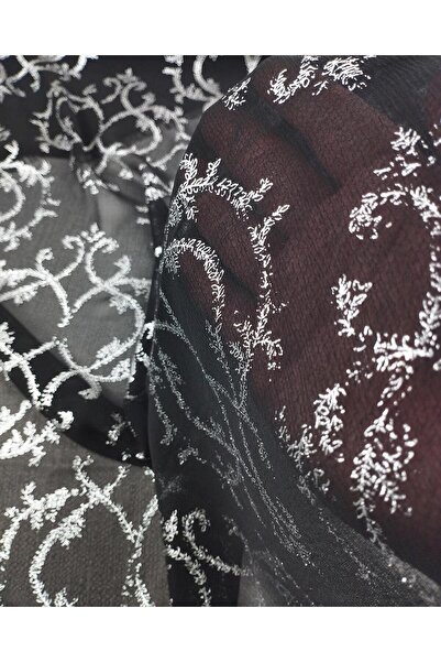Kumaş Parça Lame Pattern on Chiffon Black (Width 150 cm X Length 270 cm)