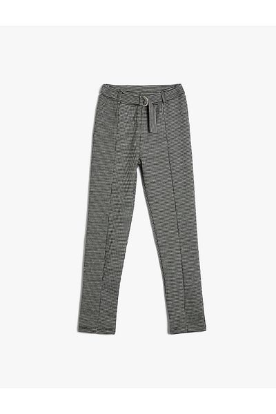 Koton Winterhose, Leggings, gerippter Gürtel, detailliertes Hahnentrittmuster, weiche Struktur