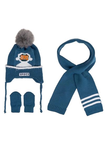 Kitti Baby Boys Scarf Beanie Gloves Set (0-18 Months) K24150-08 Petrol