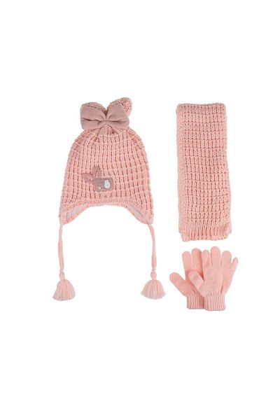 Kitti 1-4 Years Baby Girl's Scarf Beanie Gloves Set - Soft Pink K24160-04