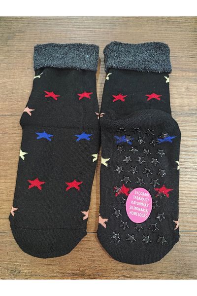Leement socks Дамски 4 чифта неплъзгащи се домашни чорапи с принт за коремни мускули и кърпа вътре