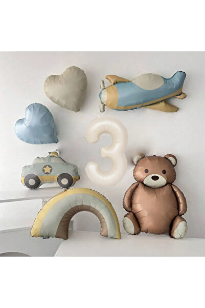 ZEAP مجموعة بالونات من رقائق الطائرات على شكل دب قوس قزح لسيارة الشرطة الرجعي...