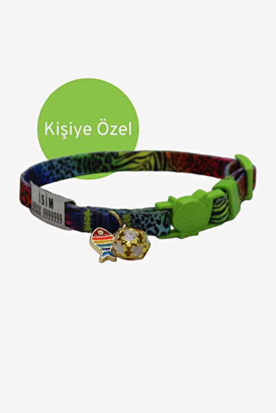 CARAMELOS Güvenlik Kilit İsimli Kedi Tasması-Sallanmayan SİLVER İsimlik-Çelik...