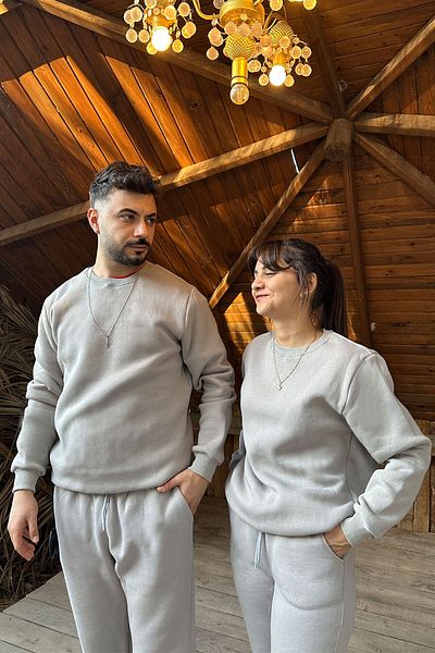 OXVİN Σετ φόρμας Crew Neck Cotton Soft Puff Oversize - Τρεις κλωστές (ΜΟΝΟ ΣΕΤ)