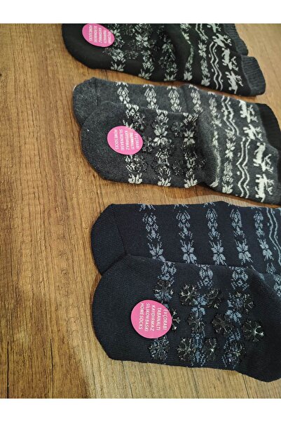 Leement socks Дамски чорапи за дома с 3 чифта неплъзгащи се коремни щампи и кърпа вътре