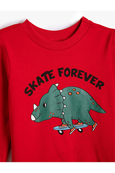 Koton Dinoszaurusz pulóver, hosszú ujjú, megemelt pamut nyakú