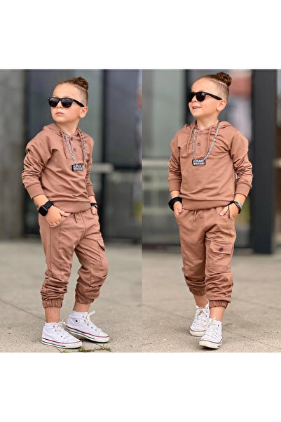 Bevitton Boy's Hoodie and Pocket Set - Mink