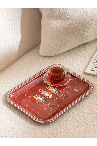 LC Waikiki Lcw Home Red Lead Soldier Printed Metal Tray 25X30 cm