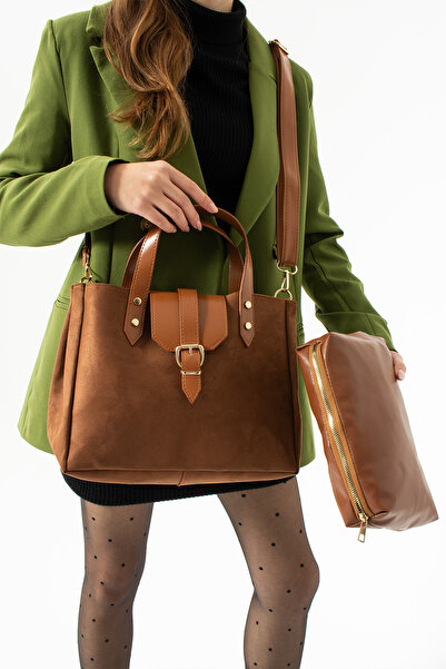 İAMBTŞY Kadın El Ve Omuz Çantası Yavrulu Suet Deri Yeni Sezon Yeni Stil Dizayn