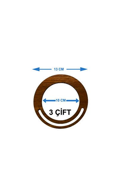 Wooden Bag Handle 3 Mm Mdf Handle Walnut Round (3 PAIRS) Diameter 13 Cm