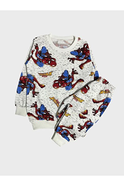 Fil Kids Set de pijamale de iarnă cu mâneci lungi cu imprimeu Spiderman alb d...