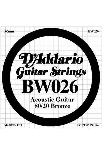 Daddario Bw026 Acoustic Single Wire,80/20 Bronze Wound, 026, (Left)