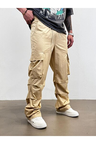RODEZ Bej Kargo Cepli Paraşüt Kumaş Jogger Pantolon