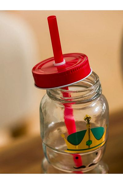 LC Waikiki كوب بطبعة رأس السنة الجديدة LCW HOME سعة 300 مل مع قش - طباعة مختلطة