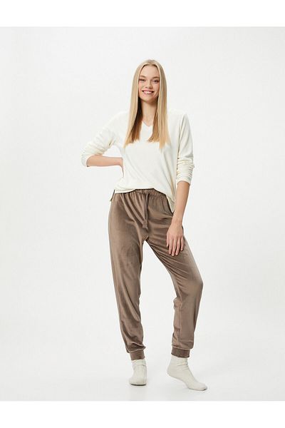 Koton Fleece-Pyjamahose mit weicher Textur