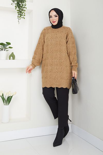 Pamuk Butik Women's Cherry Knitted Knitwear Tunic Sweater