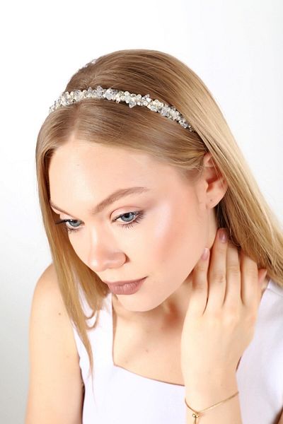 Eva Flore Bridal Crown with Pearls and Stones - Pearl Crown - Maternity Crown - Engagement Crown