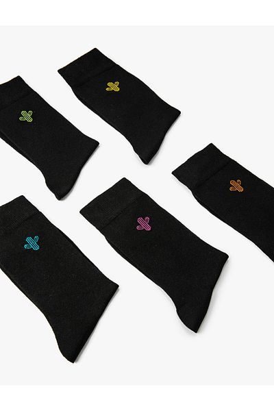 Koton Set de 5 șosete cu broderie cactus