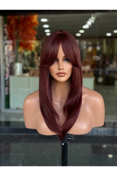 Fenomen Peruk Kızıl Perçemli Katlı Kesimli Vip Peruk