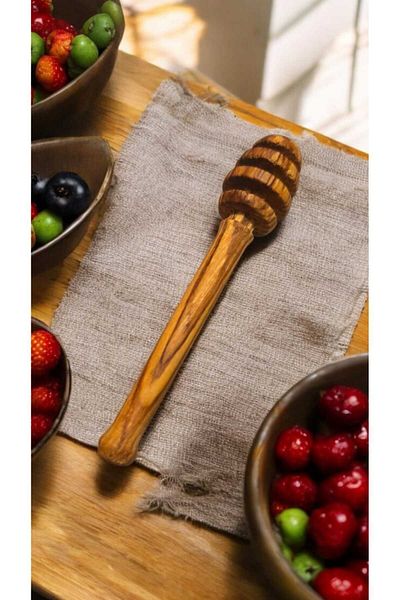 F&S WoodArt 16 cm Honey Spoon - Olive Tree Natural Wood Handmade