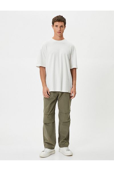 Koton Lose Fallschirmhose, übergroße Taille, Spitzentasche, detailliert