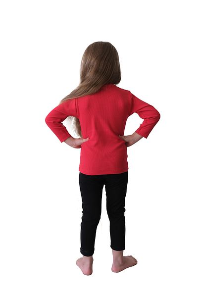pour la riviere Red Organic Ribbed Bodysuit for Girls 2-6 Years - Cotton and Lycra