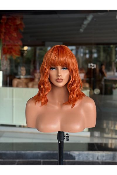 Fenomen Peruk Copper Wavy Short Rivet Custom Wig