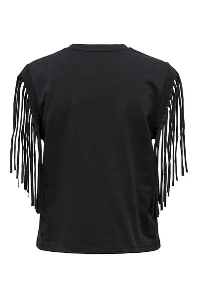 ONLY ONLZINNA S/S FRINGE TOP BOX JRS Γυναικεία Μαύρη Μπλούζα - 15325262