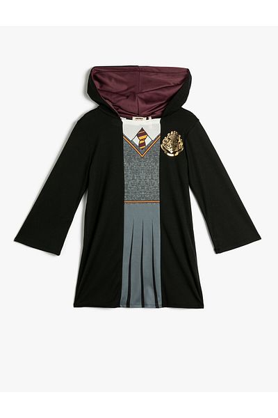 Koton Harry Potter Costume Dress Licensed Hooded Print Detailed Long Sleeve