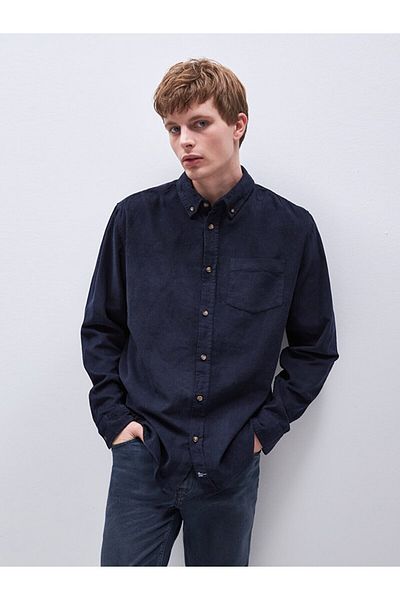 Ltb Πουκάμισο με λεπτό ριμπ Navy Blue