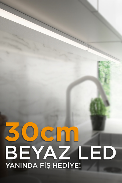 Grn Light 30cm Mutfak Tezgah Aydınlatması - Raf Aydınlatması, Beyaz Led Anaht...