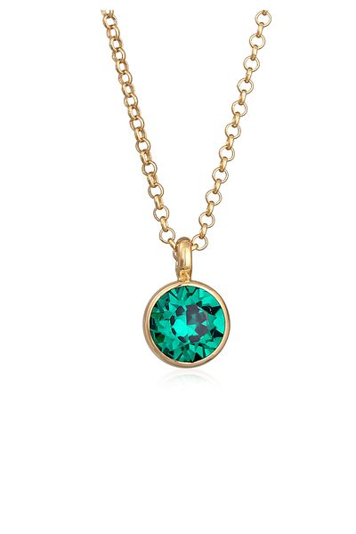 ELLI Necklace Ladies Solitaire Pendant Basic Elegant With Glass Crystal In 925 Sterling Silver Gold Plate