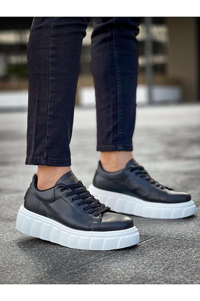 colezium High Sole Casual Shoes Black (White Sole)