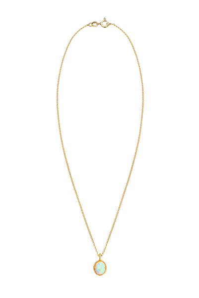 ELLI Dámský náhrdelník s přívěskem, vintage trendy bloger, se syntetickým opálem, pozlacený ze sterlingového stříbra 925