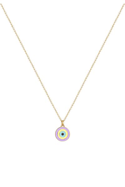 ELLI Necklace Ladies Disc Pendant Evil Eye Pastel Trend With Enamel In 925 Sterling Silver Gold Plated