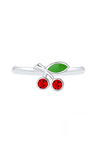 ELLI Ring Kinder Kirsche mit Kristallen in 925 Sterling Silber