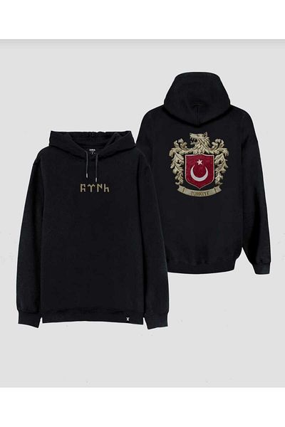 FULL TOLERANCE Unisex Black Hooded Sweatshirt - Turkish Gray Wolf Printed Hoodie
