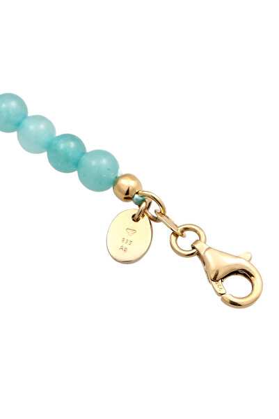 ELLI Náramek Prémiový náramek Dámský kulový nylonový řetízek Amazonit Stříbro 925 Pozlacené Lehké