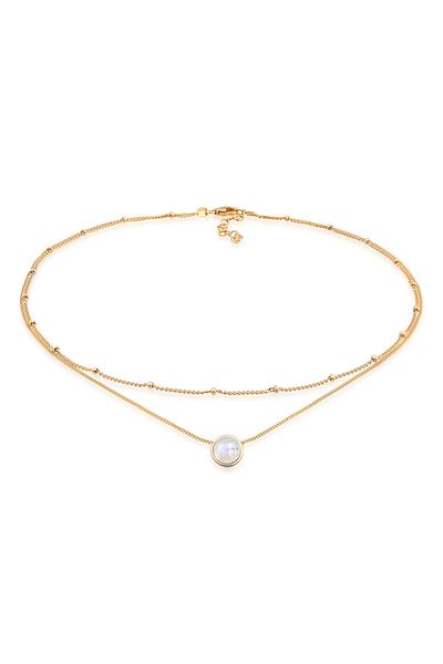 ELLI Necklace Ladies Choker Basic Layer With Moonstone In 925 Sterling Silver