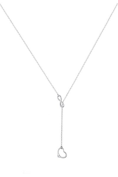 ELLI Halskette Damen Herz Infinity Anhänger Y-Kette Trend mit Diamant (0,02 CT.) in 925 Sterling Silber