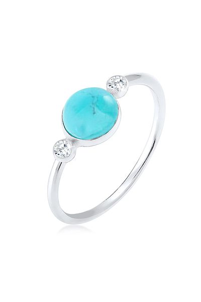 ELLI Inel de damă, stil boho, cu cristale de zirconiu, Howlith, din argint 925